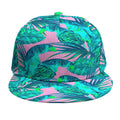 Pink Teal Tropical Leaf Pattern Print Snapback Cap