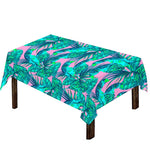 Pink Teal Tropical Leaf Pattern Print Tablecloth