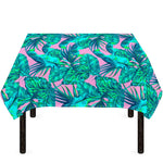 Pink Teal Tropical Leaf Pattern Print Tablecloth