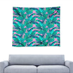 Pink Teal Tropical Leaf Pattern Print Tapestry