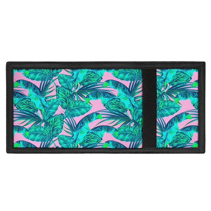 Pink Teal Tropical Leaf Pattern Print Trifold Wallet