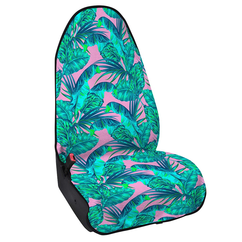 Pink Teal Tropical Leaf Pattern Print Waterproof Car Seat Cover
