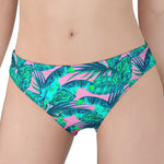 Pink Teal Tropical Leaf Pattern Print Women's Panties