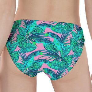 Pink Teal Tropical Leaf Pattern Print Women's Panties