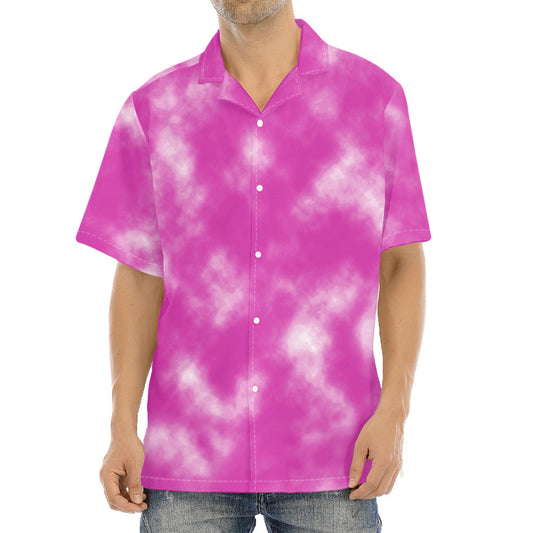 Pink Tie Dye Print Aloha Shirt