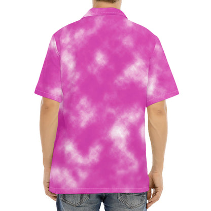 Pink Tie Dye Print Aloha Shirt