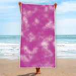 Pink Tie Dye Print Beach Towel