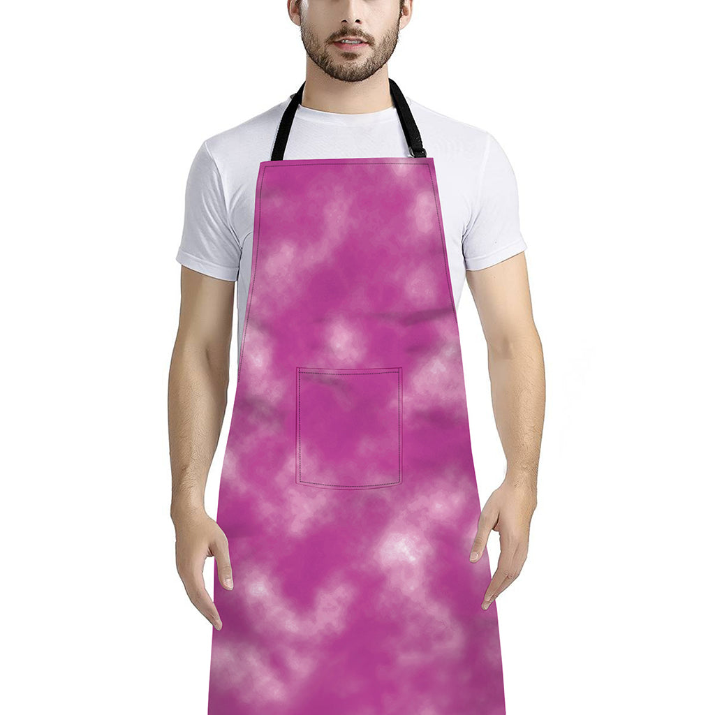 Pink Tie Dye Print Bib Apron With Pocket
