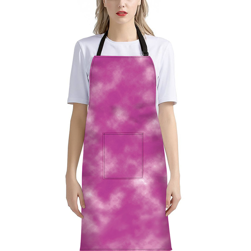 Pink Tie Dye Print Bib Apron With Pocket