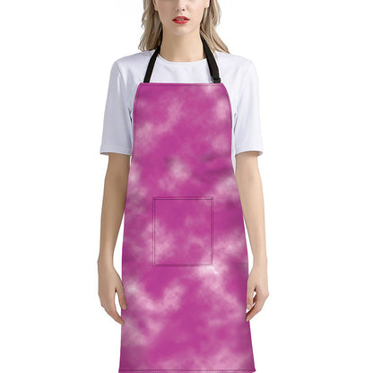 Pink Tie Dye Print Bib Apron With Pocket