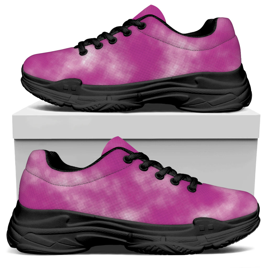 Pink Tie Dye Print Black Chunky Shoes