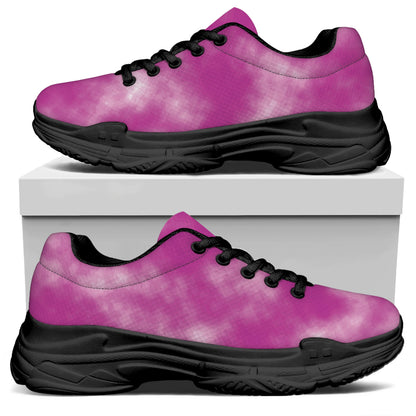 Pink Tie Dye Print Black Chunky Shoes