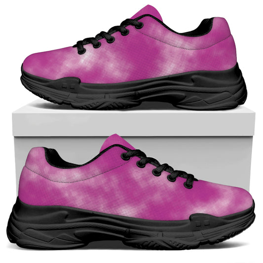 Pink Tie Dye Print Black Chunky Shoes