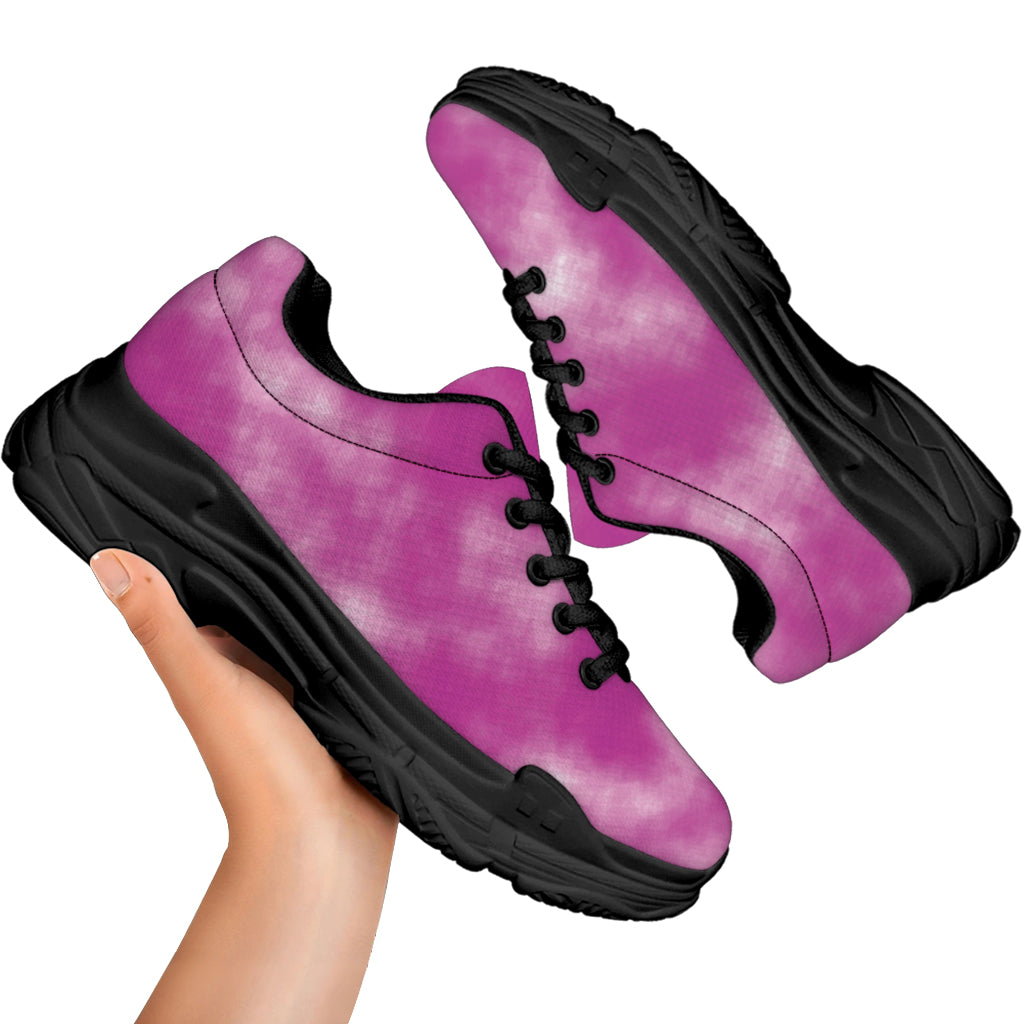Pink Tie Dye Print Black Chunky Shoes