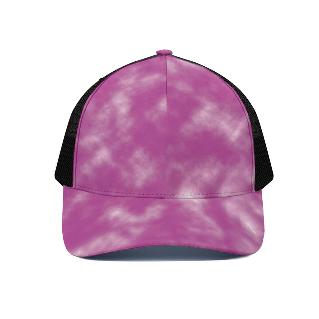 Pink Tie Dye Print Black Mesh Trucker Cap