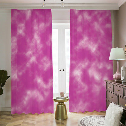 Pink Tie Dye Print Blackout Pencil Pleat Curtains