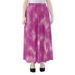 Pink Tie Dye Print Chiffon Maxi Skirt