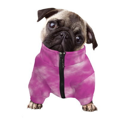 Pink Tie Dye Print Dog Zip Up Jacket
