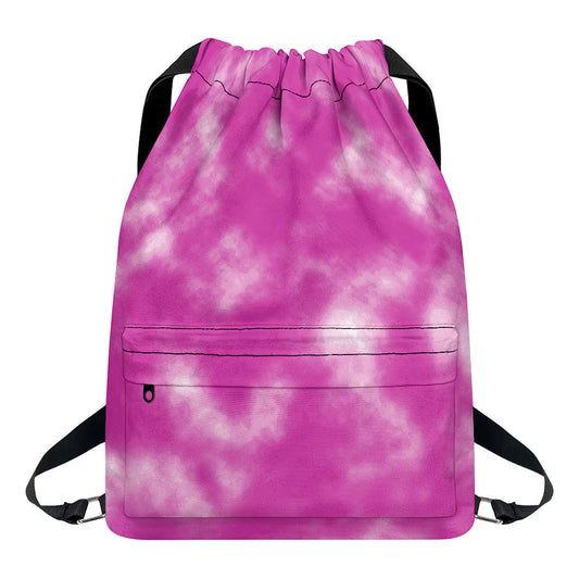 Pink Tie Dye Print Drawstring Backpack