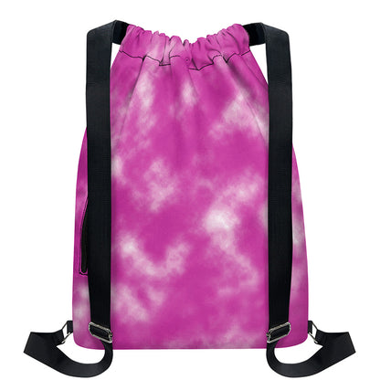 Pink Tie Dye Print Drawstring Backpack