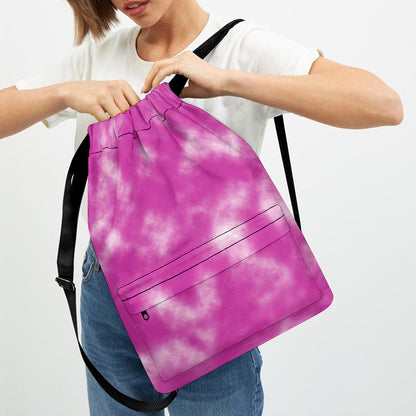 Pink Tie Dye Print Drawstring Backpack