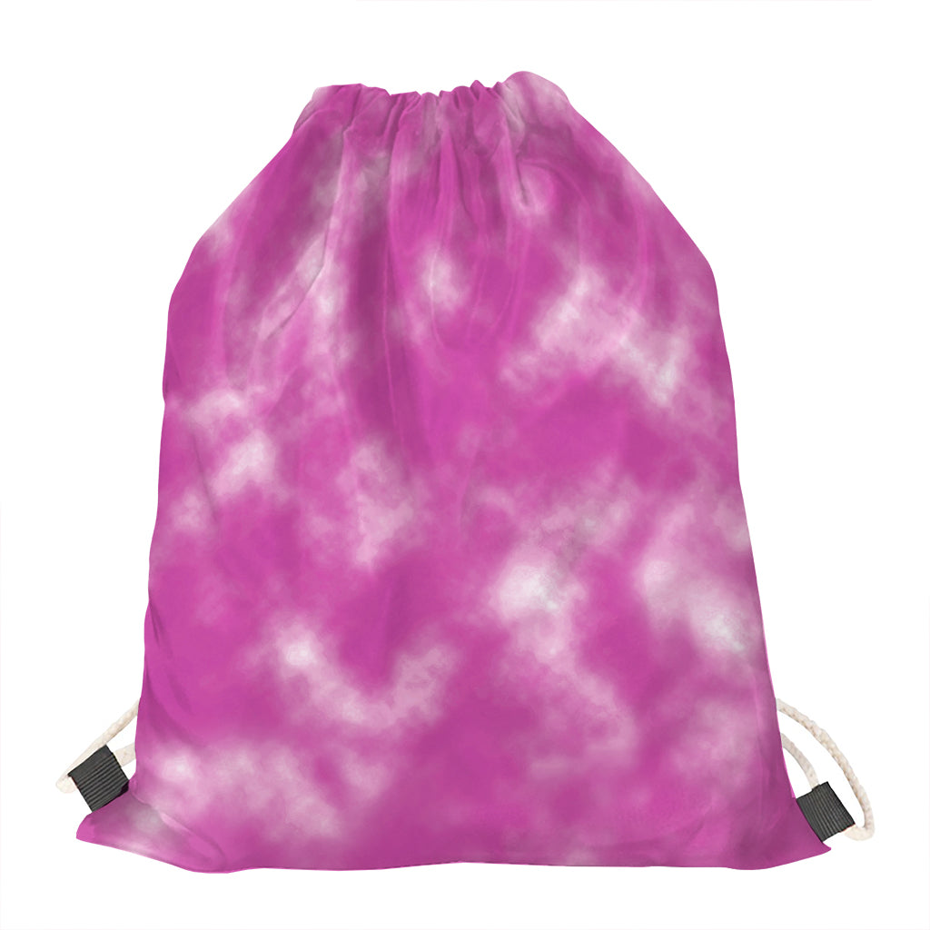Pink Tie Dye Print Drawstring Bag
