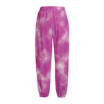 Pink Tie Dye Print Fleece Lined Knit Pants