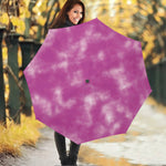 Pink Tie Dye Print Foldable Umbrella