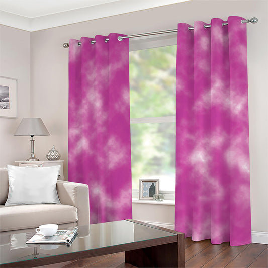 Pink Tie Dye Print Grommet Curtains