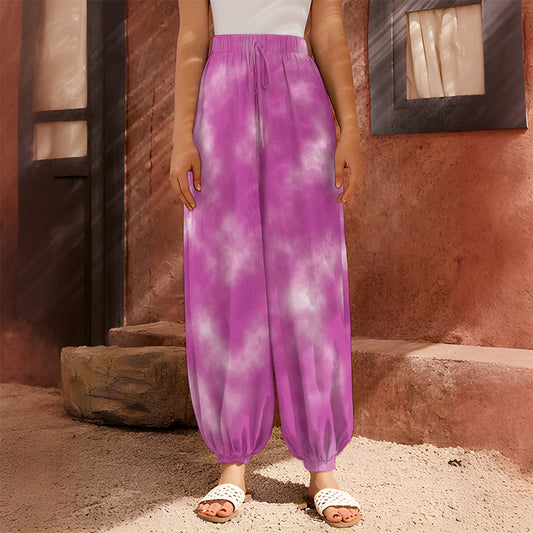 Pink Tie Dye Print Harem Pants