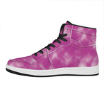 Pink Tie Dye Print High Top Leather Sneakers