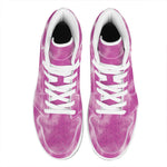 Pink Tie Dye Print High Top Leather Sneakers