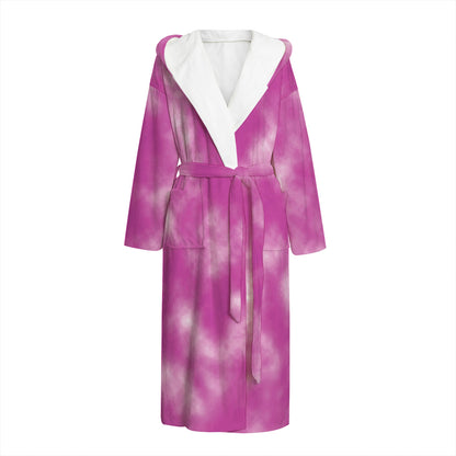 Pink Tie Dye Print Hooded Bathrobe
