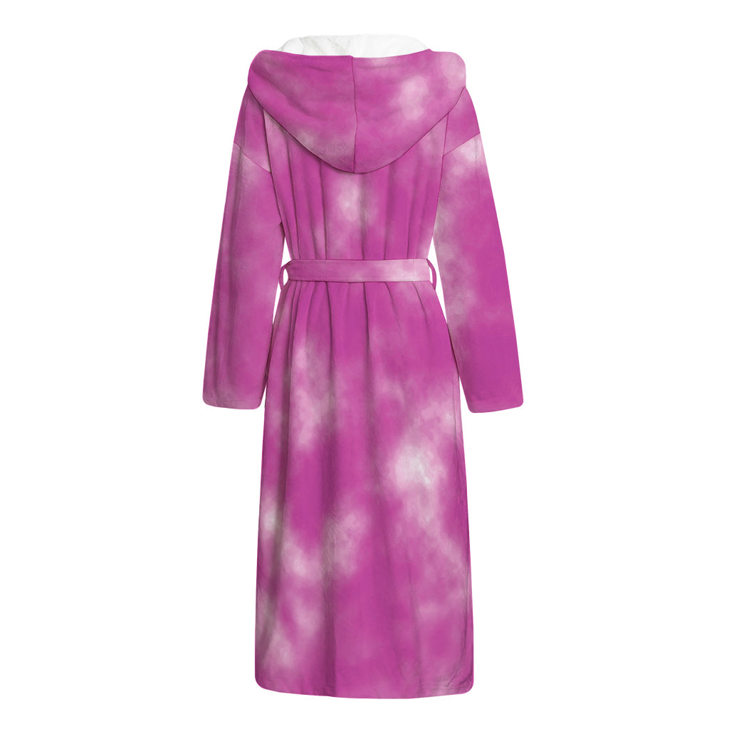 Pink Tie Dye Print Hooded Bathrobe