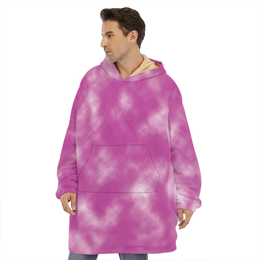 Pink Tie Dye Print Hoodie Blanket
