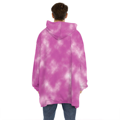 Pink Tie Dye Print Hoodie Blanket