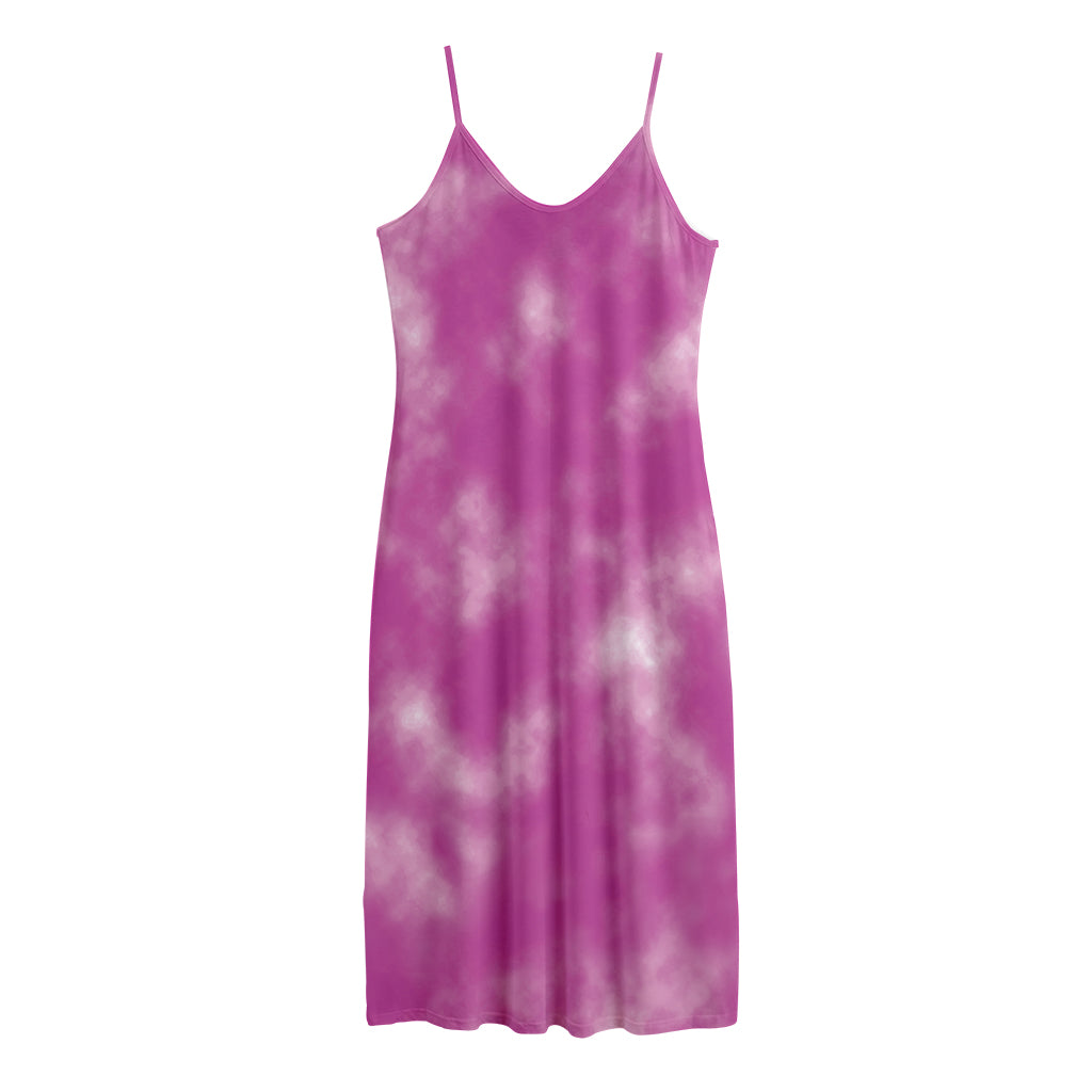 Pink Tie Dye Print Jersey Midi Cami Dress