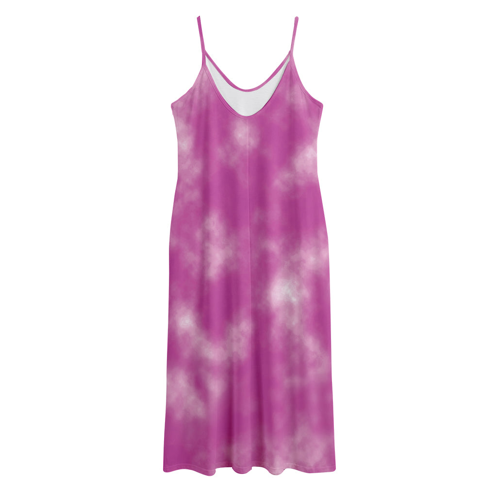 Pink Tie Dye Print Jersey Midi Cami Dress