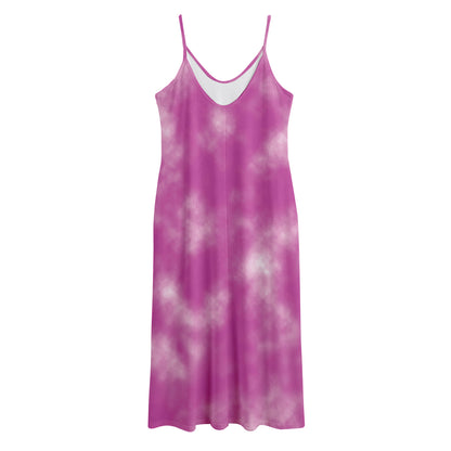 Pink Tie Dye Print Jersey Midi Cami Dress