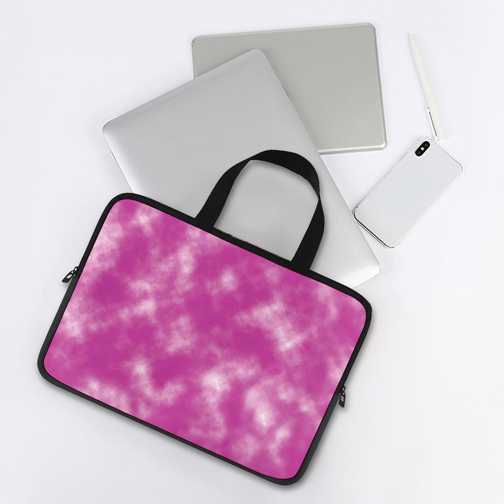 Pink Tie Dye Print Laptop Sleeve With Handle