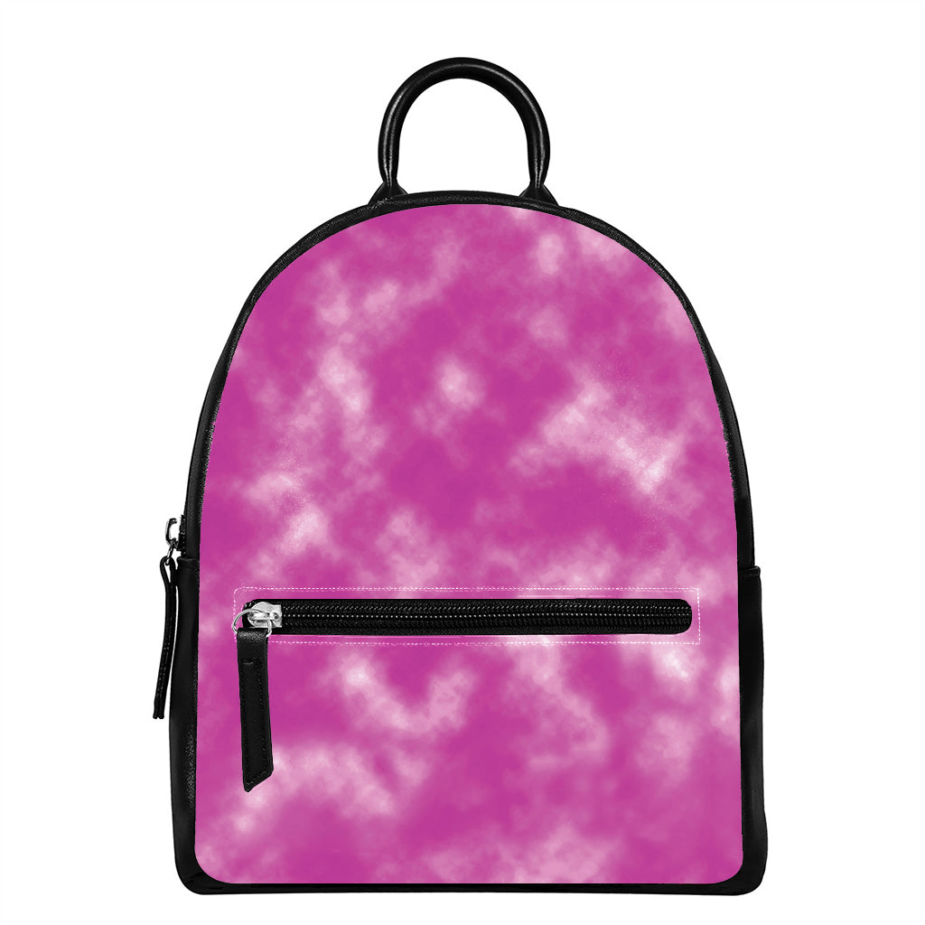 Pink Tie Dye Print Leather Backpack