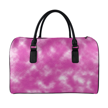 Pink Tie Dye Print Leather Duffle Bag