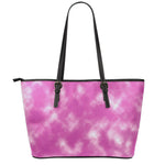 Pink Tie Dye Print Leather Tote Bag