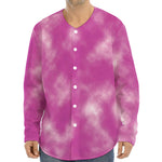 Pink Tie Dye Print Long Sleeve Baseball Jersey
