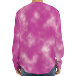 Pink Tie Dye Print Long Sleeve Baseball Jersey