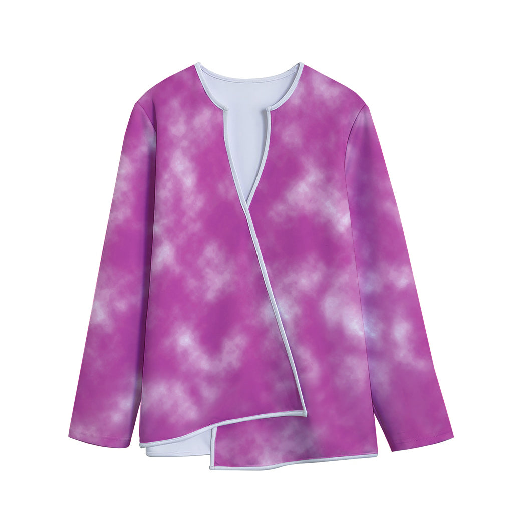 Pink Tie Dye Print Long Sleeve Short Coat