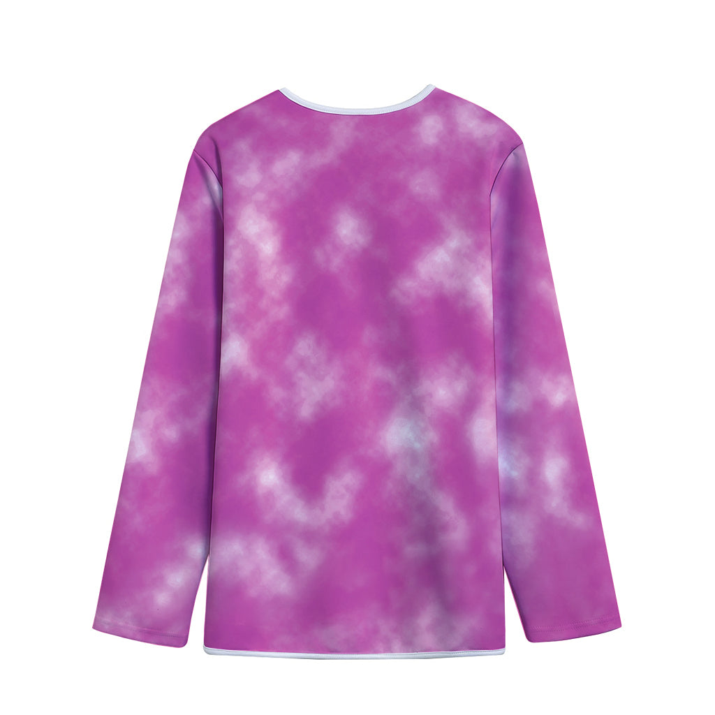 Pink Tie Dye Print Long Sleeve Short Coat