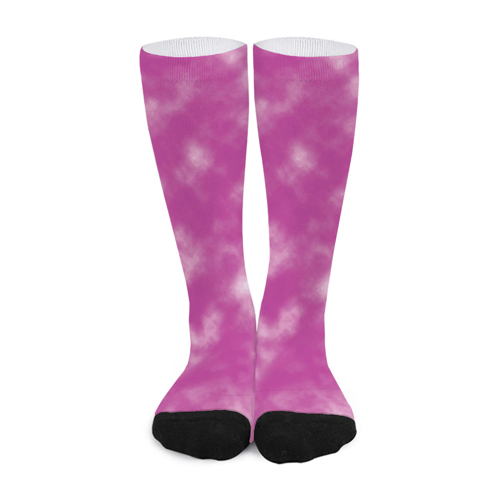Pink Tie Dye Print Long Socks