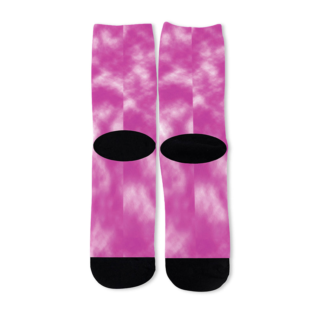 Pink Tie Dye Print Long Socks