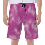 Pink Tie Dye Print Men's Beach Shorts
